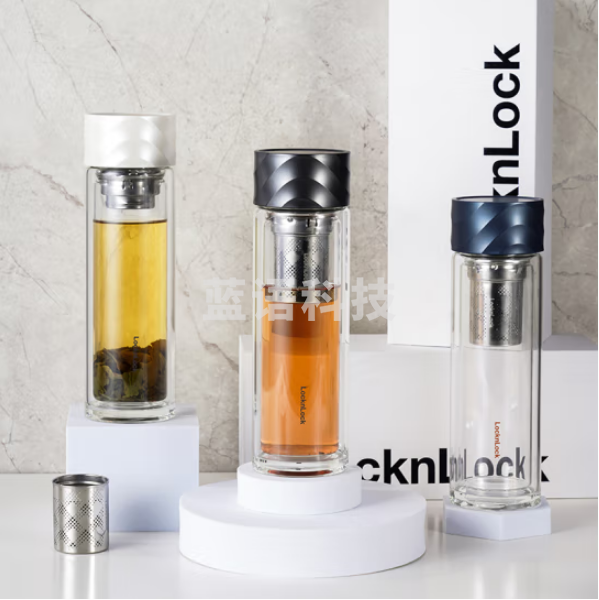 乐扣乐扣（LOCK&LOCK）LLG598 耐热玻璃杯 独立茶仓防漏双层茶水分离杯420ML 颜色备注