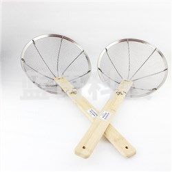 zl-32# 饭店油炸过滤网勺 不锈钢木把笊篱 30cm