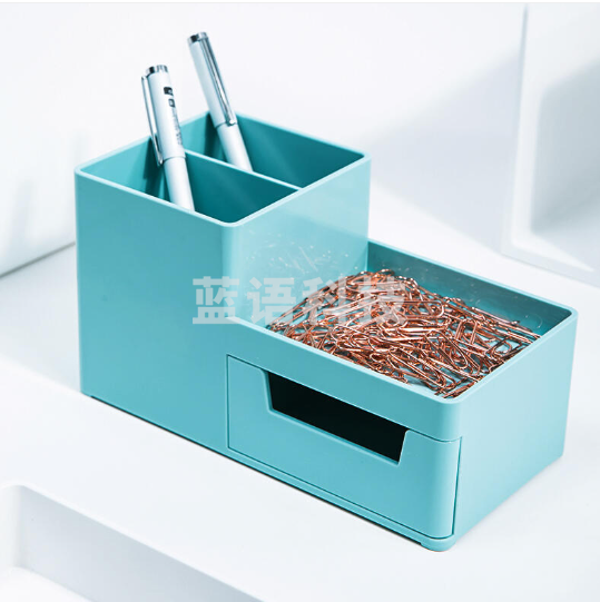 得力8907收纳盒笔筒(浅蓝) JDXC202302150905245