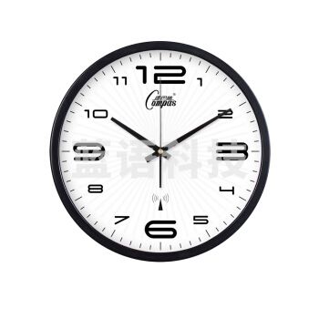 康巴丝（Compas） 三代智能电波钟创意夜光客厅挂钟卧室电子时钟多款钟面静音钟表 D003-黑色 12寸30cm*30*5cm