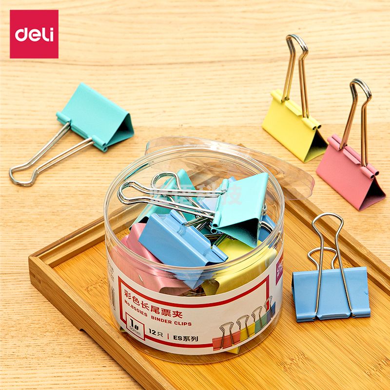 得力8553ES长尾夹彩色燕尾夹凤尾夹32mm3#GDSM