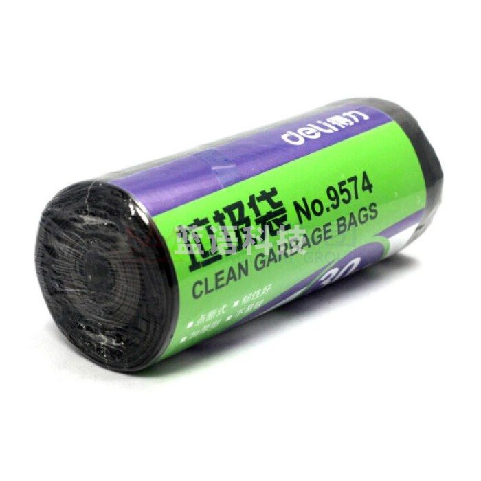 得力9574垃圾袋(黑)50*60cm(30个/卷)八角底 .076