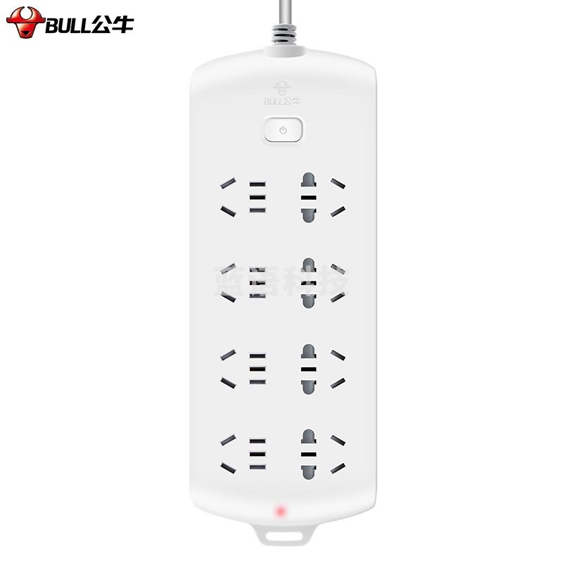 公牛(BULL)超功率保护新国标插座 GN-B2080 8位总控全长1.8米(可提供质量检测报告)