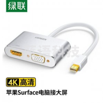 绿联 UGREEN 20421 Mini DP转HDMI/VGA转换器 MD115 迷你DP高清4K雷电转接头
