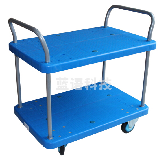 双层小推车静音手推车  双扶手 双层平板车 1100*650  货号：JC