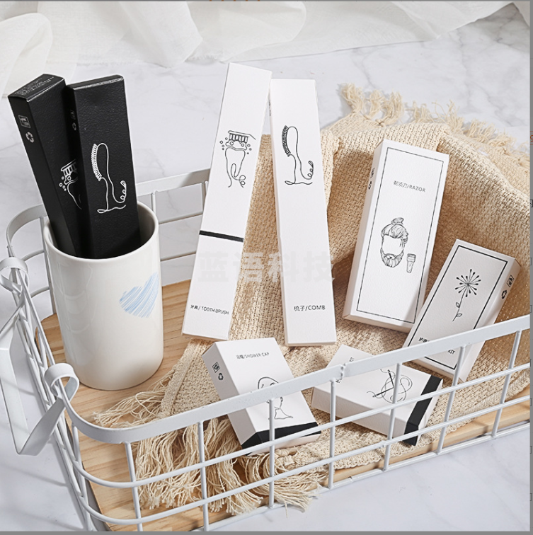 酒店一次性用品六件套含 梳子 、牙具、肥皂、洗发水、沐浴液、浴帽 (100套起订)