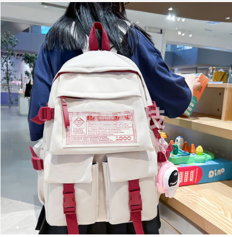 爱情海书包小学生三到六年级高颜值儿童双肩包女初中高中大学生大容量减负轻便简约背包男时尚休闲旅行电脑包4-6年级运动旅游潮流 白色+小粉挂件