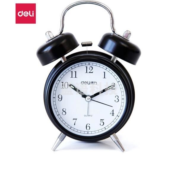 得力(deli) 9025 金属静音夜光闹钟  颜色随机