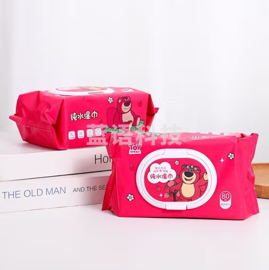 迪士尼联名纸巾  草莓熊纯水湿巾 80抽     货号：LJ