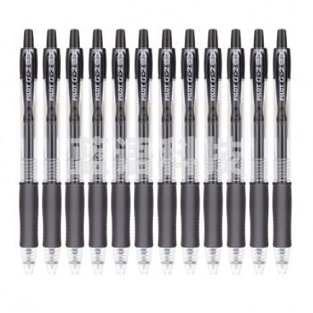 百乐（PILOT）BL-G2-38按动中性笔子弹头啫喱笔签字笔 黑色 0.38mm 12支装