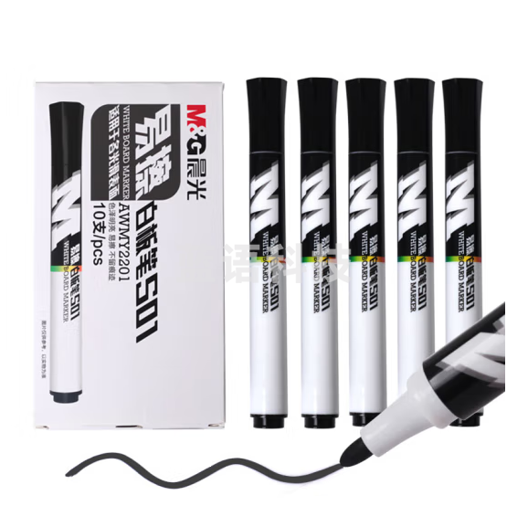 晨光 10支装 黑色 白板笔油性记号笔 AWMY2201A