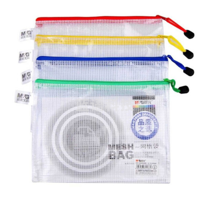 晨光 A6文件袋防水拉链袋pvc网格网纹袋票据资料袋ADM94509