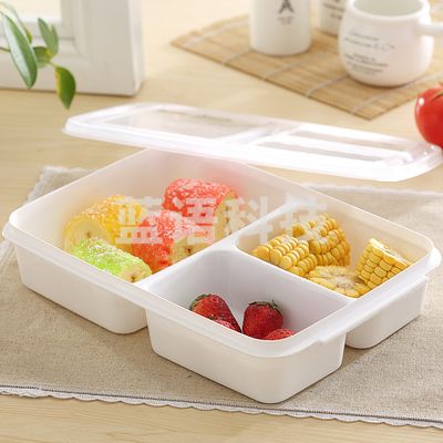巨联 三格饭盒微波炉便当盒子 塑料密封盒大容量保鲜盒 HXE-133   20个/箱