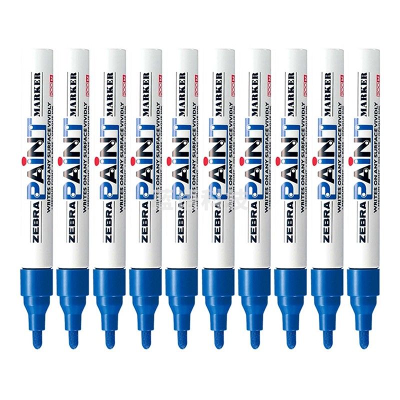 斑马牌（ZEBRA）油漆笔 油性记号笔 大号物流笔签名笔/马克笔 PAINT-MOP 蓝色 10支装