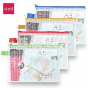 得力A5网格拉链袋文件袋234*168mm 透明 5591