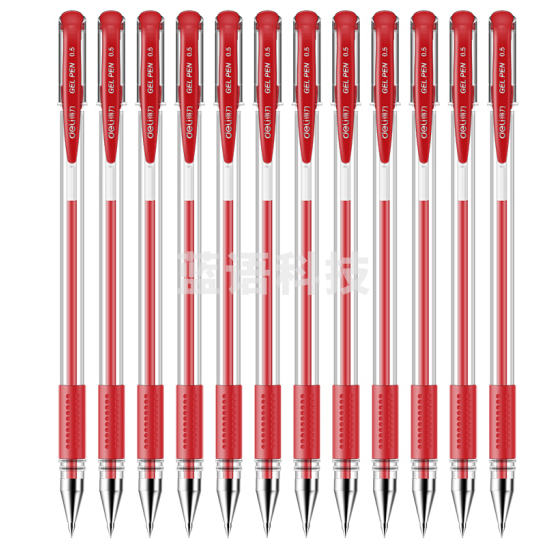 得力(deli)红色6600ES 经典签字笔 （12支盒）