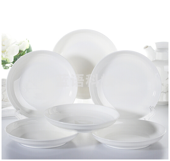 陶瓷汤盘(8英寸)纯白深饭盘6只装