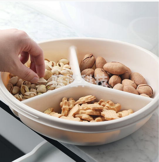 分格带盖干果盘三格带盖