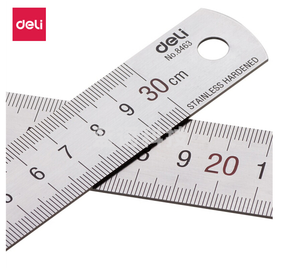 得力 钢板尺 30cm 钢直尺  8463
