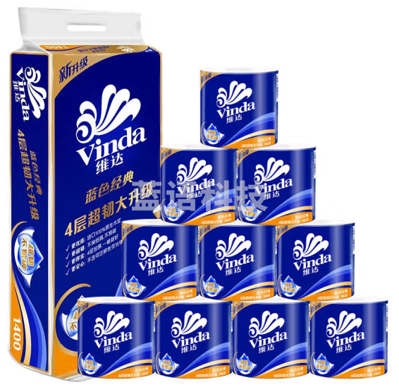 维达 卷纸 蓝色经典140克×10卷 4层 加厚 卫生卷筒纸4069厕纸卫生纸10卷/提