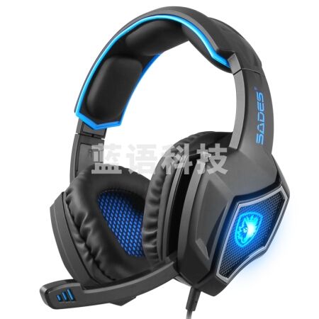 赛德斯 狼灵 头戴式7.1声道语音耳机（黑蓝）头戴式有线usb台式电脑耳麦