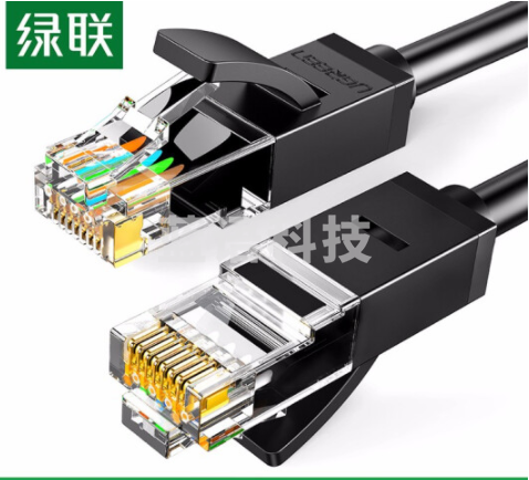 绿联 六类网线 CAT6类千兆八芯双绞非屏蔽跳线8芯 电脑宽带家用工程装修成品监控网络连接线 黑色1米