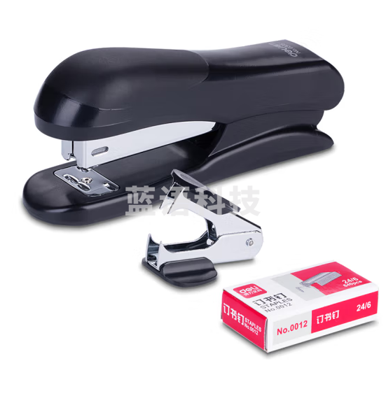 得力0355订书机12#(订书机+起钉器+订书钉三合一组合套装 黑