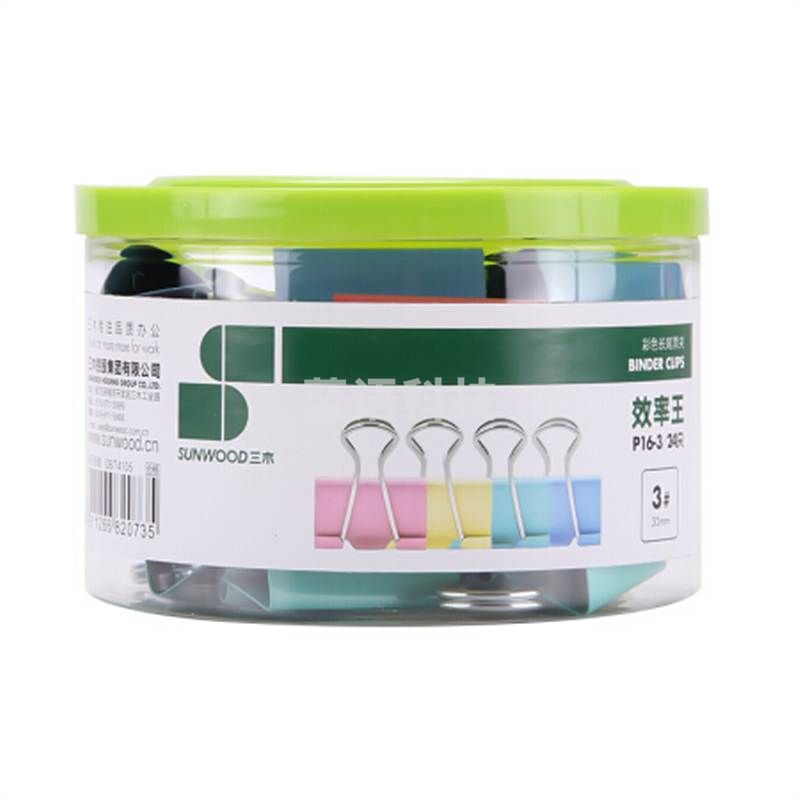 三木SUNWOOD效率王系列P16-3 24只32MM3#彩色燕尾夹（单位：盒）