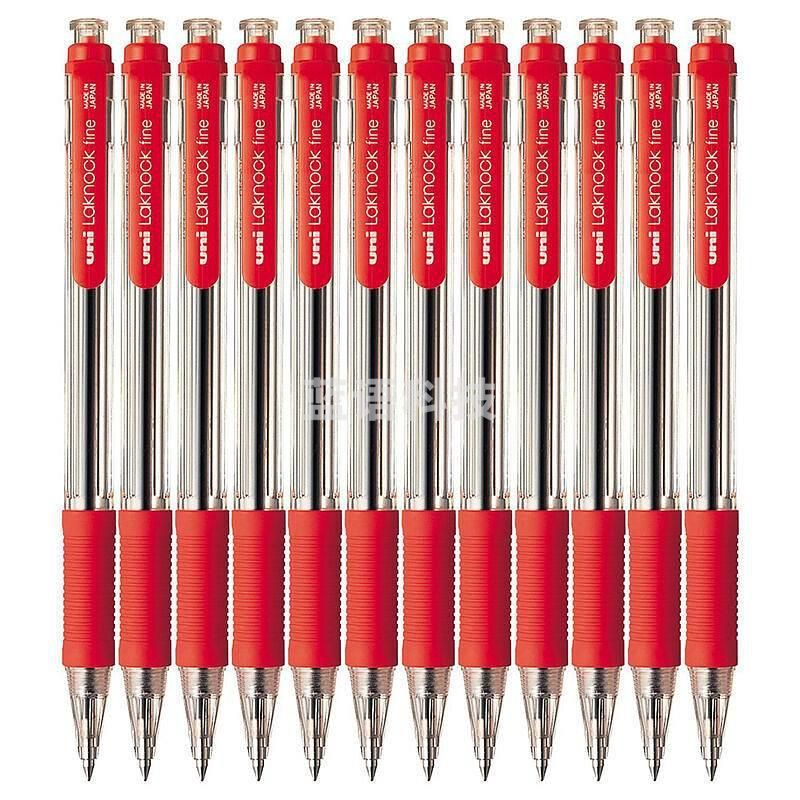 三菱 SN-101 0.7透明杆按挚式圆珠笔 0.7 红色 按支销售