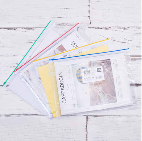 得力（deli） 5526透明文件袋 办公文件袋 12只装