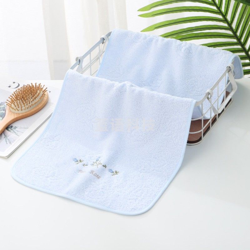 金号纯棉家用成人男女洗脸毛巾全棉加厚情侣绣花洗澡面巾柔软吸水加厚不易掉毛洗脸巾 蓝色