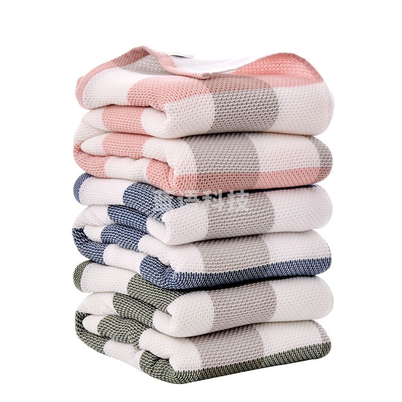 洁丽雅 Grace 毛毯纯棉毛巾被加大加厚格子款毛毯被空调毯子午睡毯办公室沙发盖毯 150*200cm 红色 650g