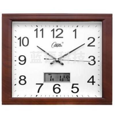 康巴丝(Compas) C2524Y 挂钟 液晶款16英寸创意静音客厅钟表方形简约时钟