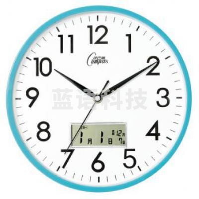 康巴丝(COMPAS)挂钟 创意时尚时钟 静音日历石英钟客厅卧室挂表c2855Y 蓝色
