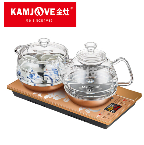 金灶 H9玻璃电茶壶 全智能底部自动上水电热水壶 茶盘茶具套装 香槟金(37*20cm）
