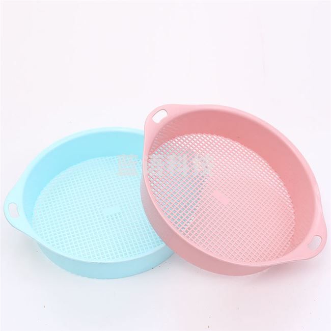 圆形方孔塑料筛子 过滤土石土壤颗粒筛 直径约24.5cm 2个/组