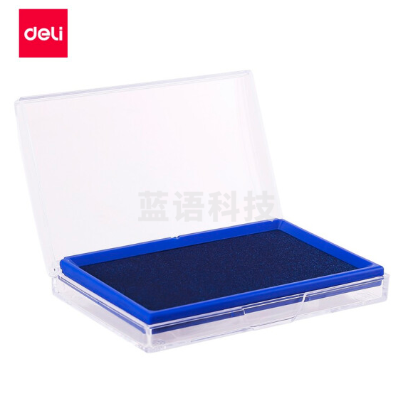 得力(deli) 137*88mm方形快干印台印泥 蓝色9864