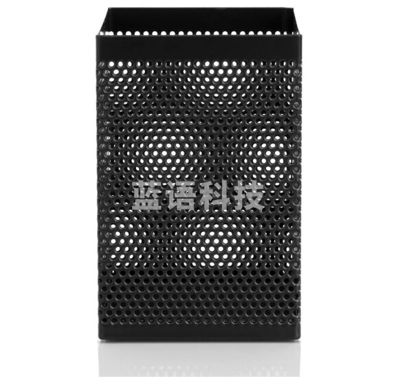 得力908笔筒 金属网纹方形笔筒 黑色方形笔筒71*71*109mm