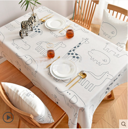 防水防油台布 长方形免洗塑料桌布 黑白世界：90*150