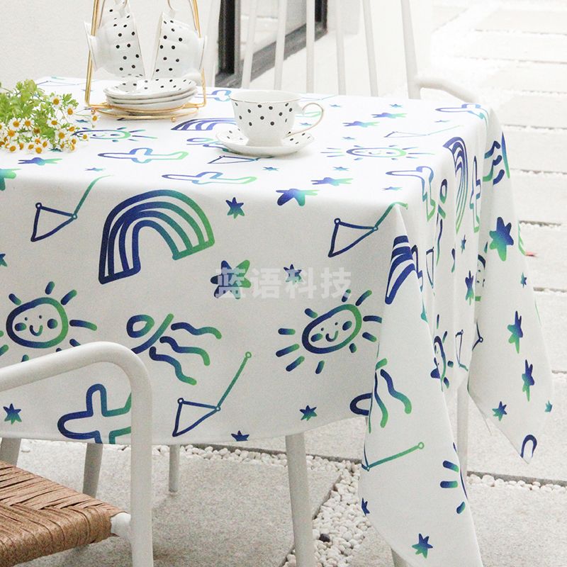 儿童桌布涂鸦学生书桌台布 彩虹星球：120*120cm