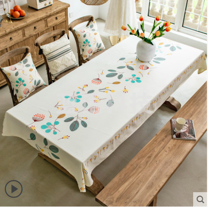 布艺防水防油免洗餐桌布台布 清新叶子：90*150cm