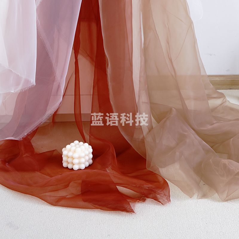 欧根纱桌布 甜品台布置装饰纯色布背景布 香槟色欧根纱布：150*600cm