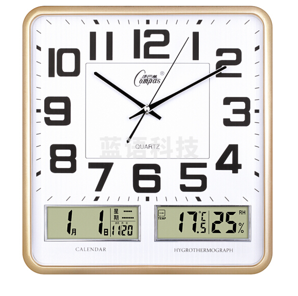 康巴丝 挂钟 C2983 (闪金) 静音万年历创意钟表35*37cm