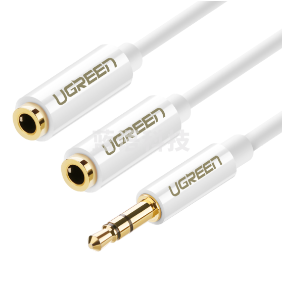 绿联 3.5mm音频线一分二母 1分2情侣耳机分线器 3.5音响延长立体声转接线手机平板笔记本转换头   20816