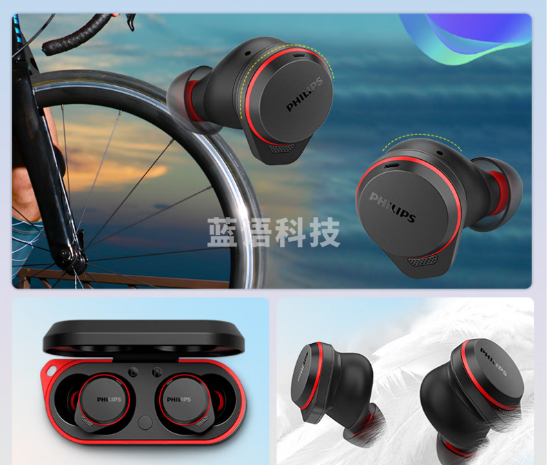 飞利浦（PHILIPS）TAA7507 真无线蓝牙耳机智能动态降噪HiFi音质运动游戏无线耳机 黑色