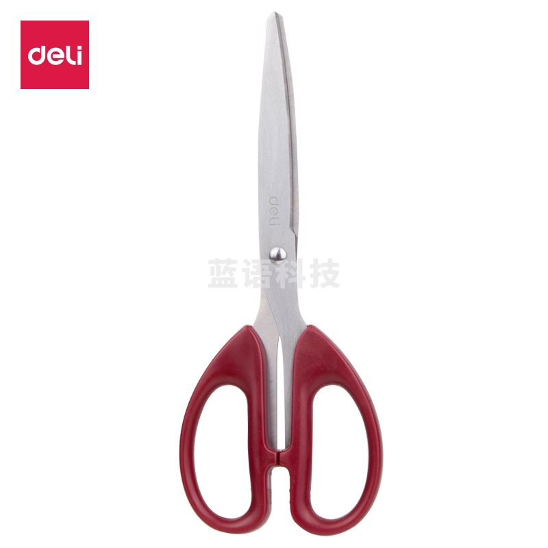得力 210mm 剪刀办公剪刀 不锈钢剪刀  红色 6010