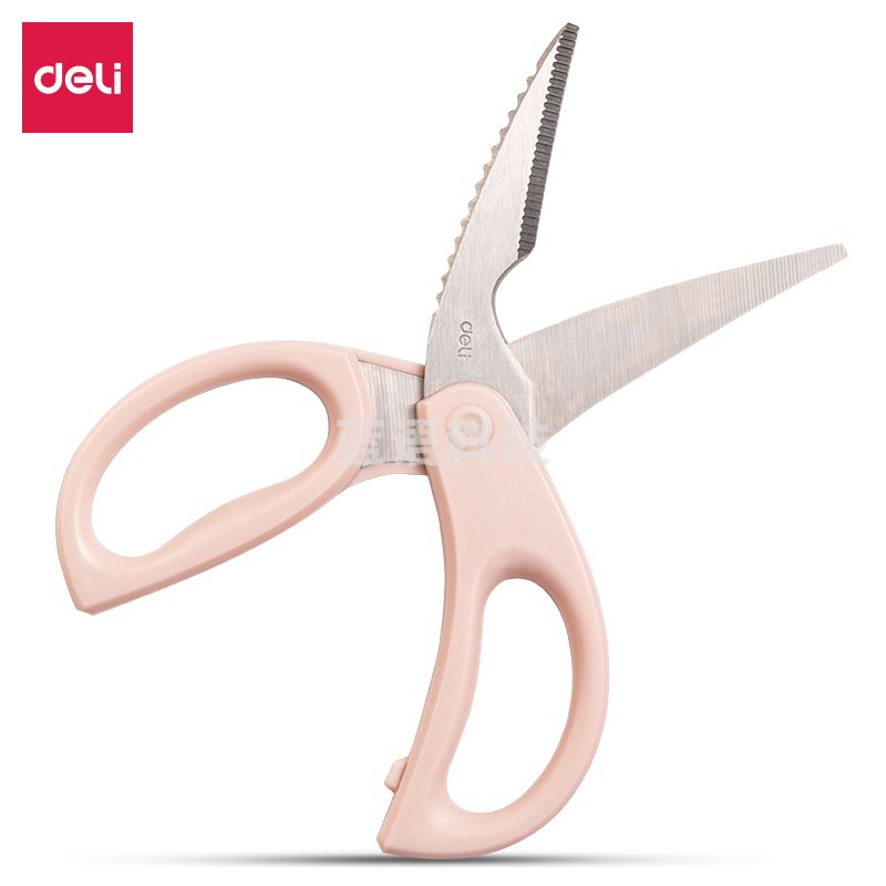 得力77780厨房剪刀200mm(粉色)(卡)