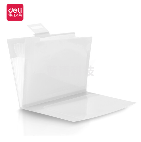 得力72611风琴包5格 (白色)(325*260*15mm)文件夹