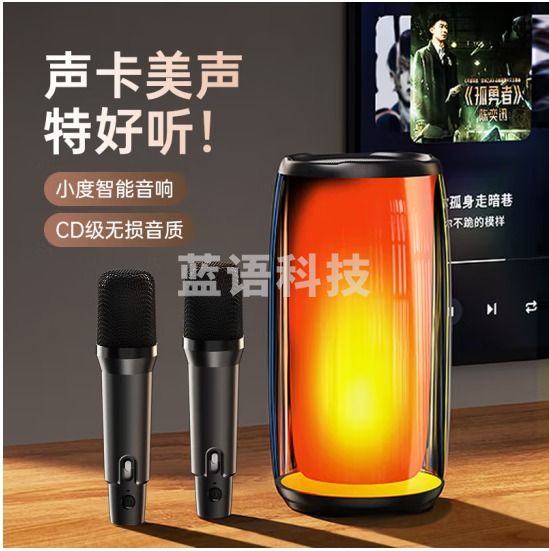 金运K9蓝牙音箱话筒音响一体自带声卡k歌麦克风家庭ktv音响套装 曜黑色（月光白下单请备注）