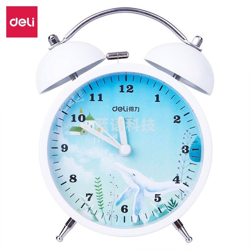 得力8836简约夜光闹钟 (白色)